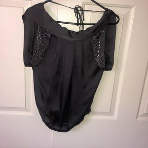 Woman’s dressy rhinestone detail crop top